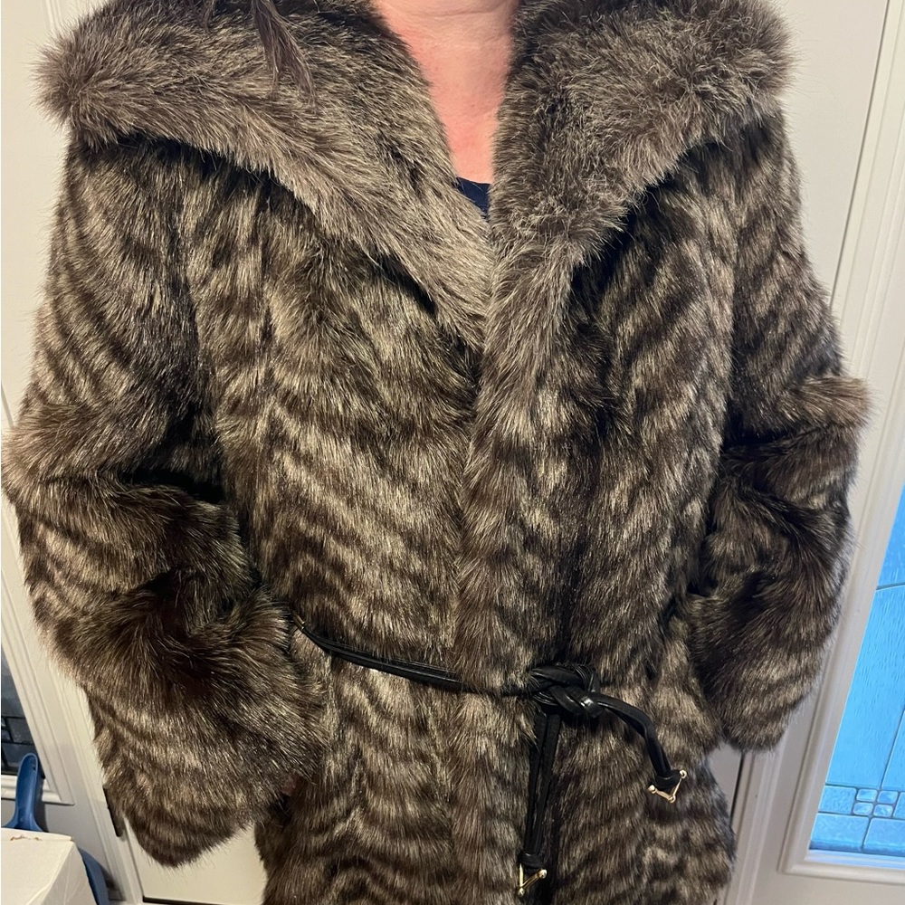 VINTAGE De Mars Faux Fur Jacket With Belt